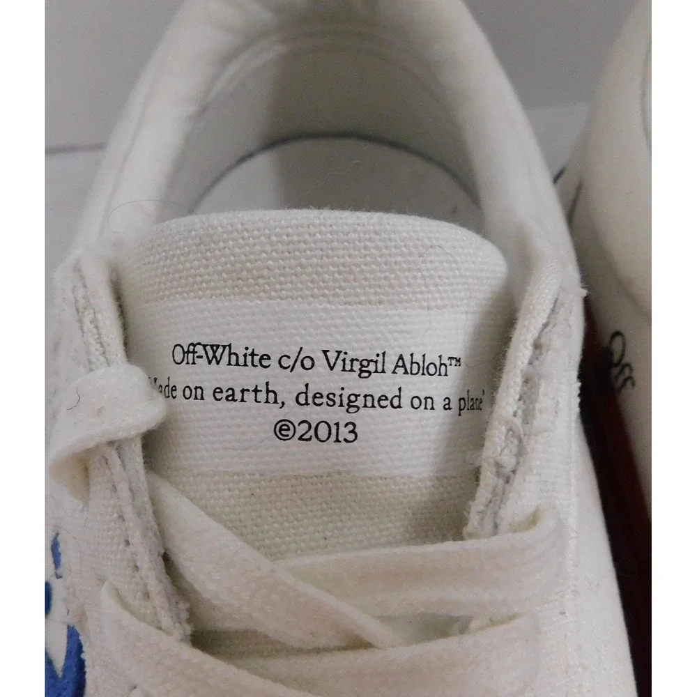 Off-White Vulcanized Men's Low Top EU 44 Lace-Up Athletic Sneakers White/Blue